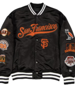 Men’s Giants OVO x New Era Black Satin Twill Full-Snap Jacket 1