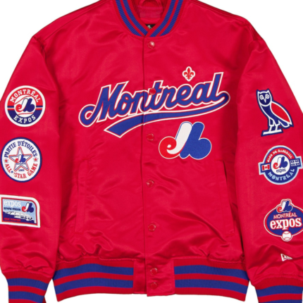 OVO x New Era Montreal Expos Red Satin Jacket 1
