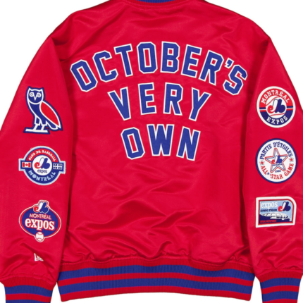 OVO x New Era Montreal Expos Red Satin Jacket 2