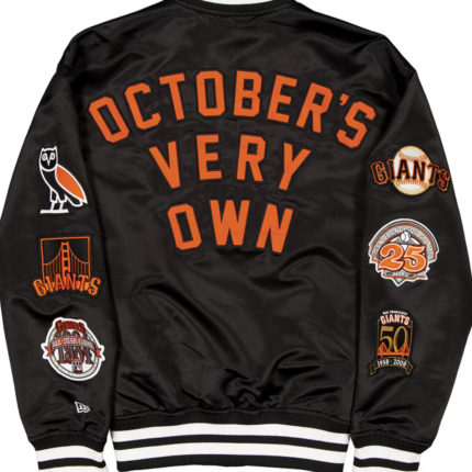San Francisco Giants OVO x New Era Men’s Black Full-Snap Satin Jacket 2