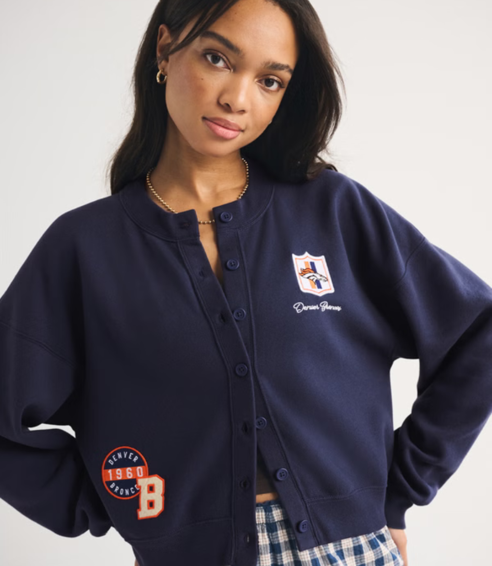 Abercrombie Denver Broncos Sunday Shrunken Cardigan Abercrombie Denver Broncos Sunday Shrunken Cardigan