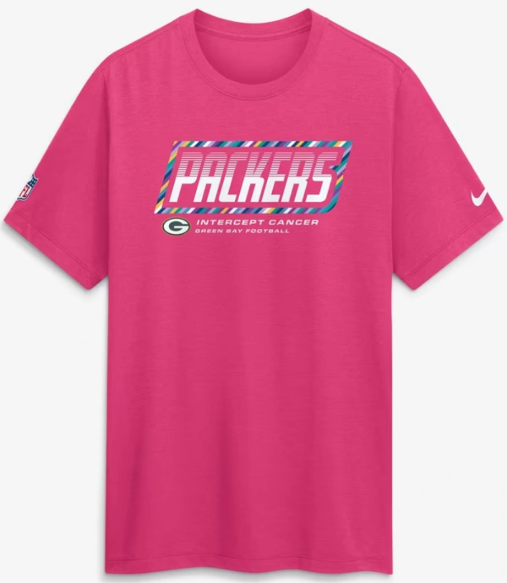 Green Bay Packers Women’s 2026 Pink Crucial Catch T-Shirt 1 Green Bay Packers Women’s 2026 Pink Crucial Catch T-Shirt 1