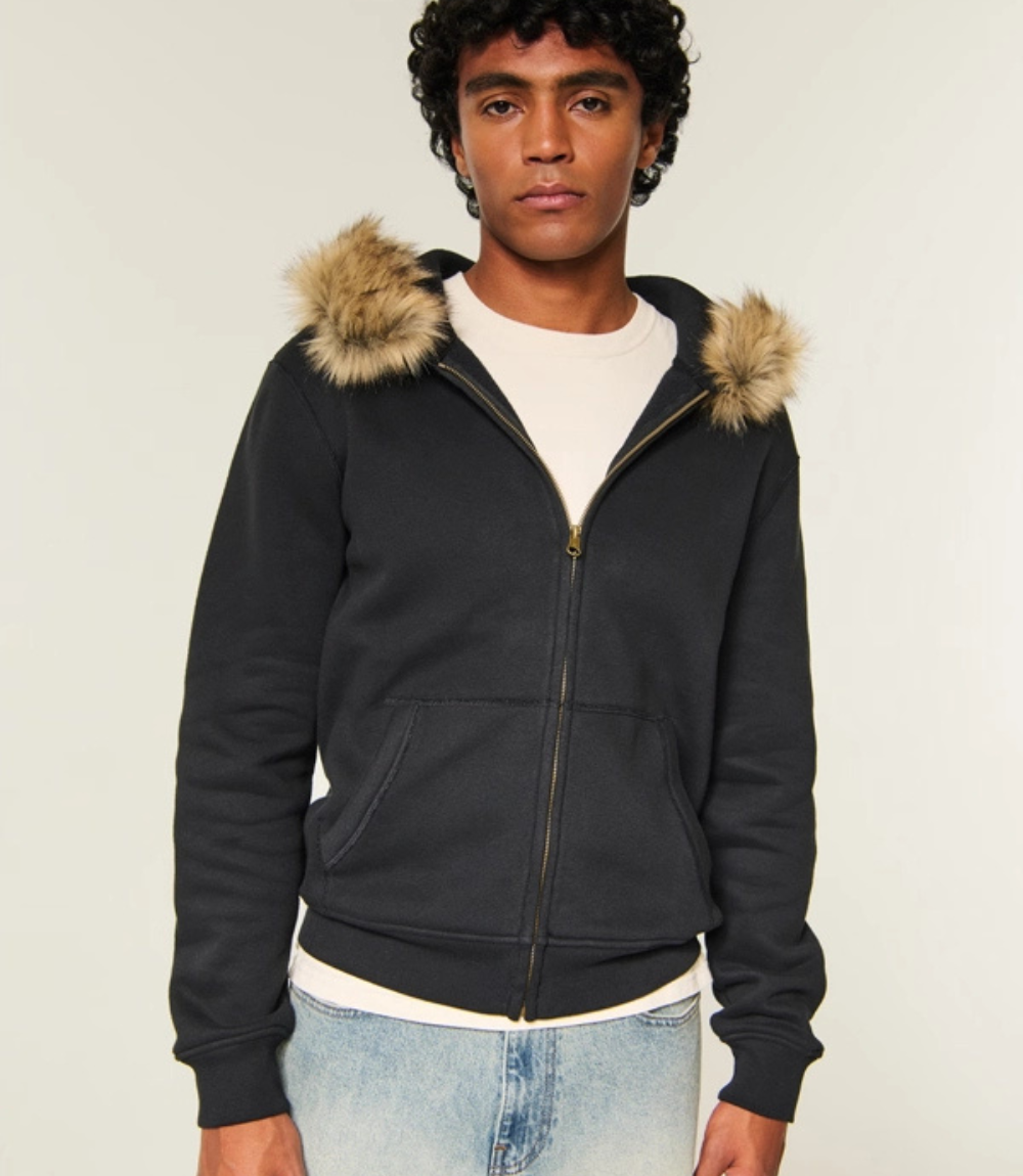 Hollister Faux Fur Zip-Up Hoodie 1 Hollister Faux Fur Zip-Up Hoodie 1