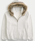 Hollister grey Fur Zip-Up Hoodie 2