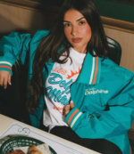 Miami Dolphins Teal Varsity Jacket 1