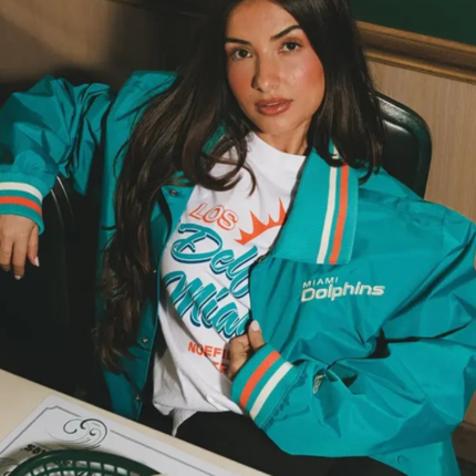 Miami Dolphins Teal Varsity Jacket 1