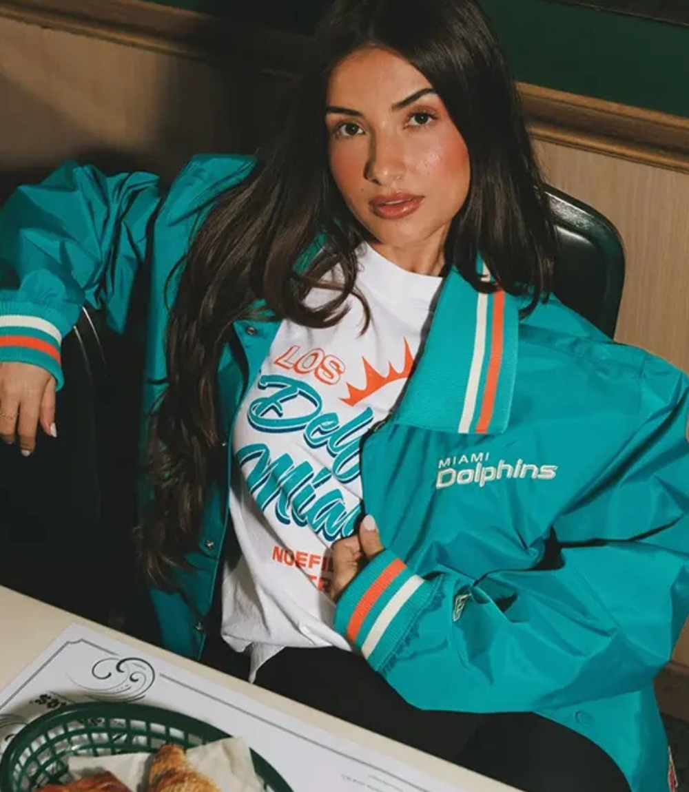 Miami Dolphins Teal Varsity Jacket 1 Miami Dolphins Teal Varsity Jacket 1