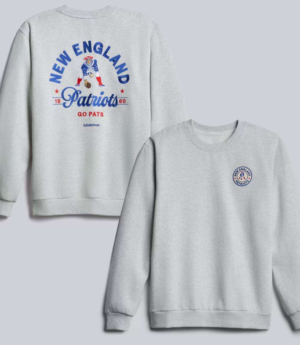 New England Patriots x lululemon Heathered Light Grey Sweatshirt 1 New England Patriots x lululemon Heathered Light Grey Sweatshirt 1