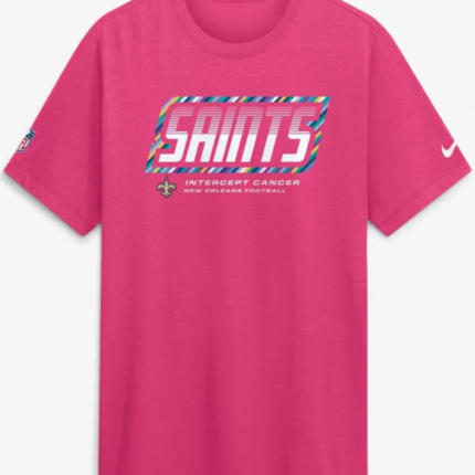 New Orleans Saints Women’s 2026 Pink Crucial Catch T-Shirt 1