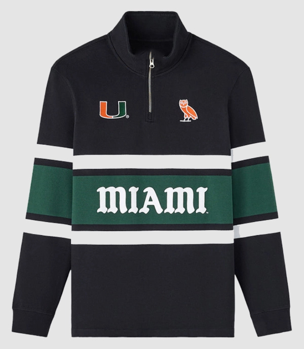 OVO University of Miami Quarter-Zip Rugby Pullover 1 OVO University of Miami Quarter-Zip Rugby Pullover 1