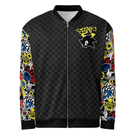 Sonic Sticker Bomb Varsity Bomber Jacket 1