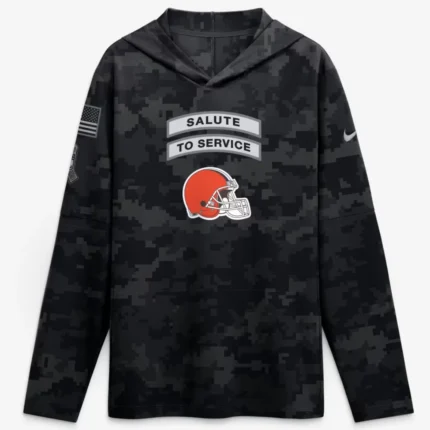 Browns 2026 Salute to Service Hooded Long Sleeve T-Shirt 1
