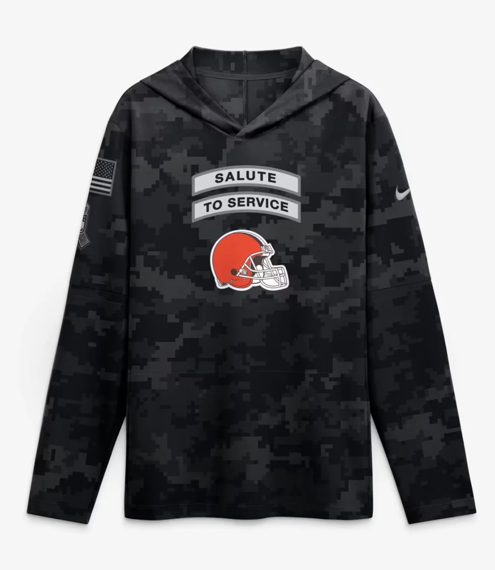 Browns 2026 Salute to Service Hooded Long Sleeve T-Shirt 1 Browns 2026 Salute to Service Hooded Long Sleeve T-Shirt 1