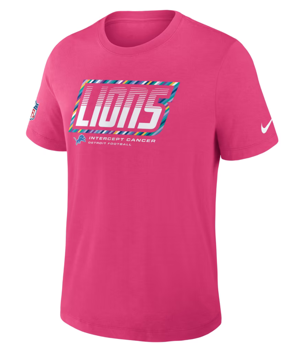 Detroit Lions 2026 Pink Crucial Catch T-Shirt Detroit Lions 2026 Pink Crucial Catch T-Shirt