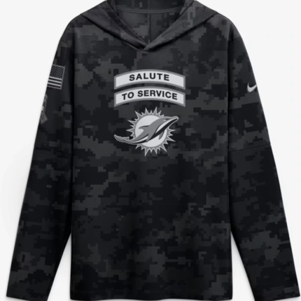 Dolphins 2026 Salute to Service Hooded Long Sleeve Tee
