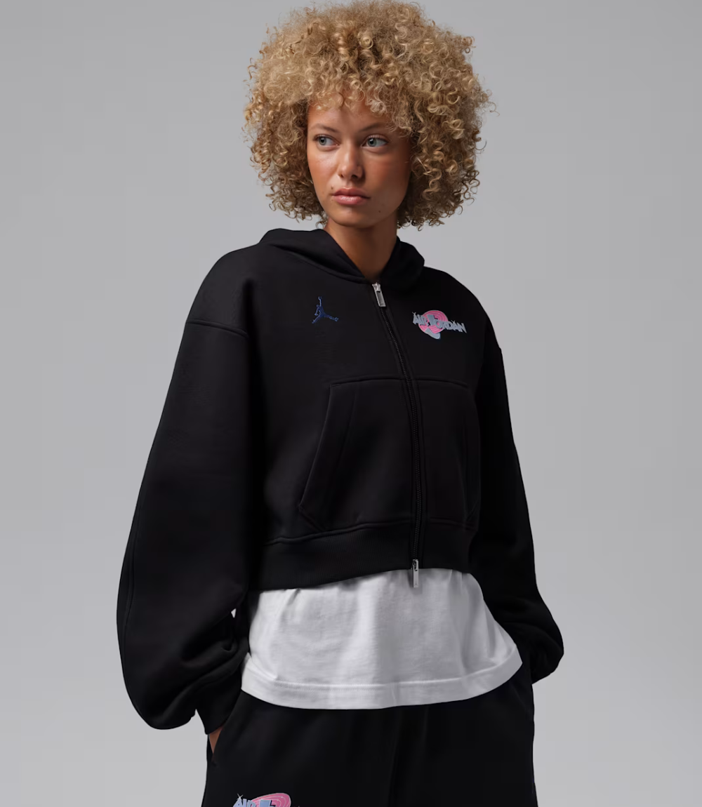 Jordan Brooklyn x Nike Space Jam Black Cropped Hoodie Jordan Brooklyn x Nike Space Jam Black Cropped Hoodie