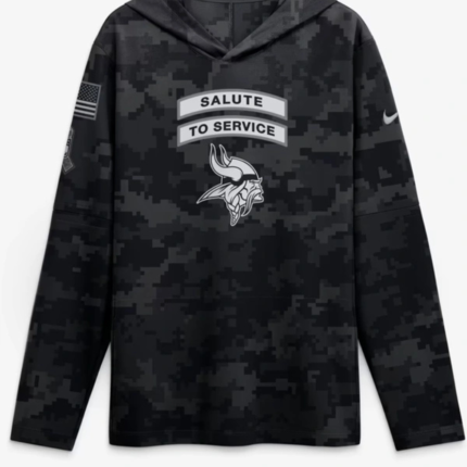 Minnesota Vikings 2026 Salute to Service Hooded Long Sleeve T-Shirt