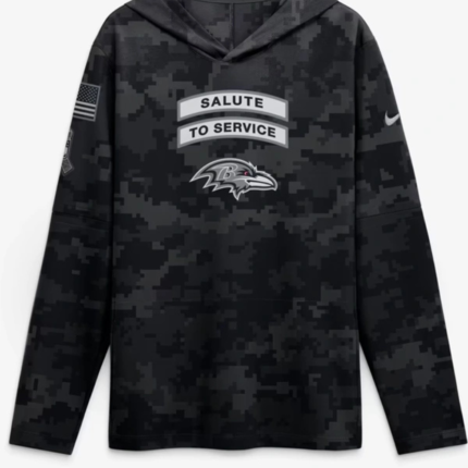 Ravens 2026 Salute to Service Hooded Long Sleeve Tee