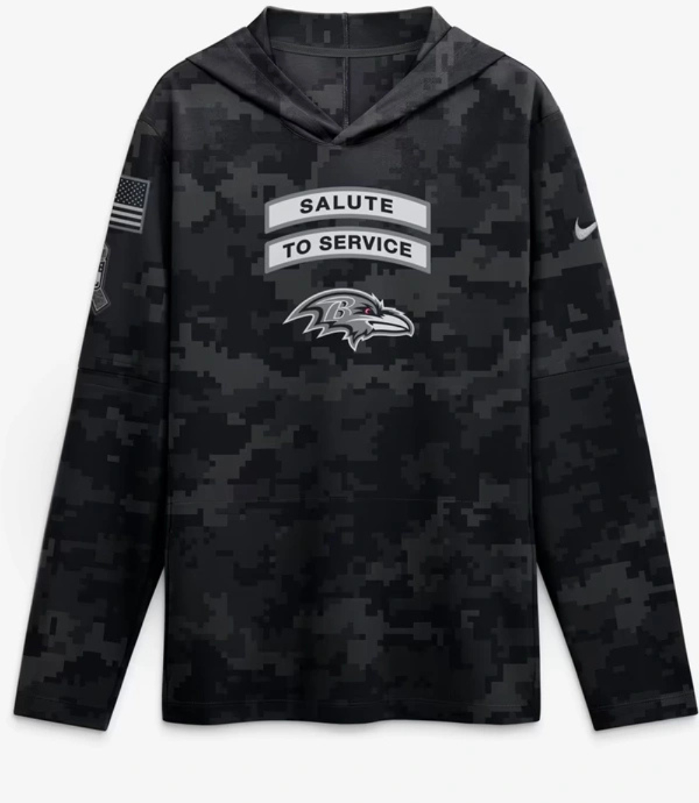 Ravens 2026 Salute to Service Hooded Long Sleeve Tee Ravens 2026 Salute to Service Hooded Long Sleeve Tee